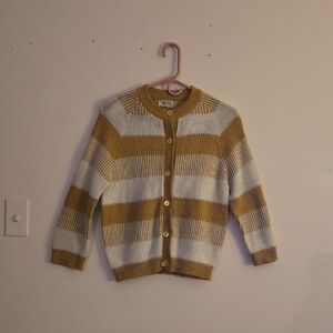Cozy Striped Cardigan Sweater - Cream and Tan